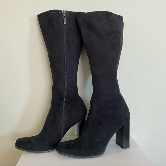 Candies Below the Knee Faux Suede Black Heeled Boots Size 8M - Picture 2 of 12